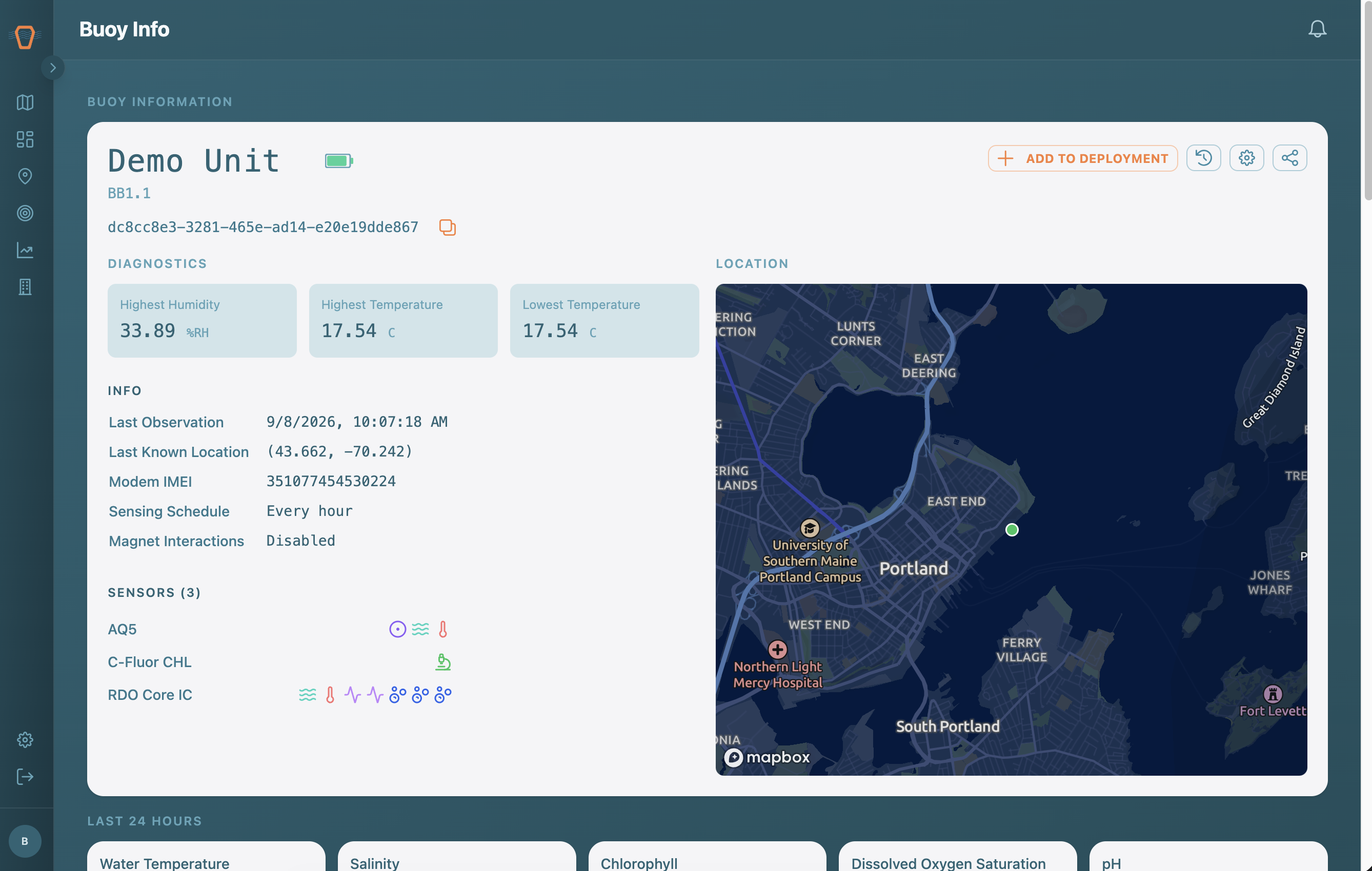 Screenshot: The Device information card
