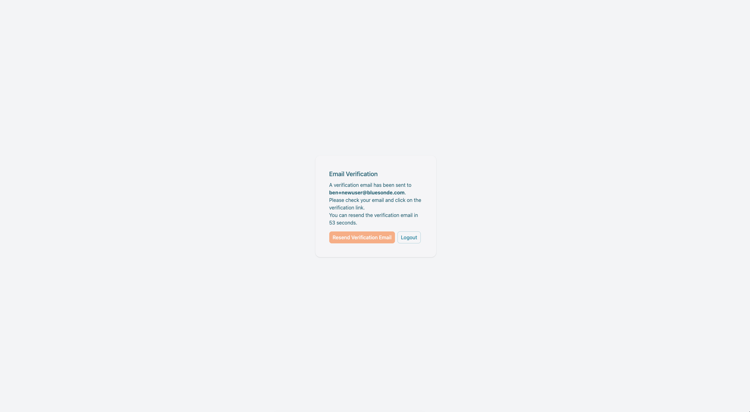 Screenshot: The email verification screen