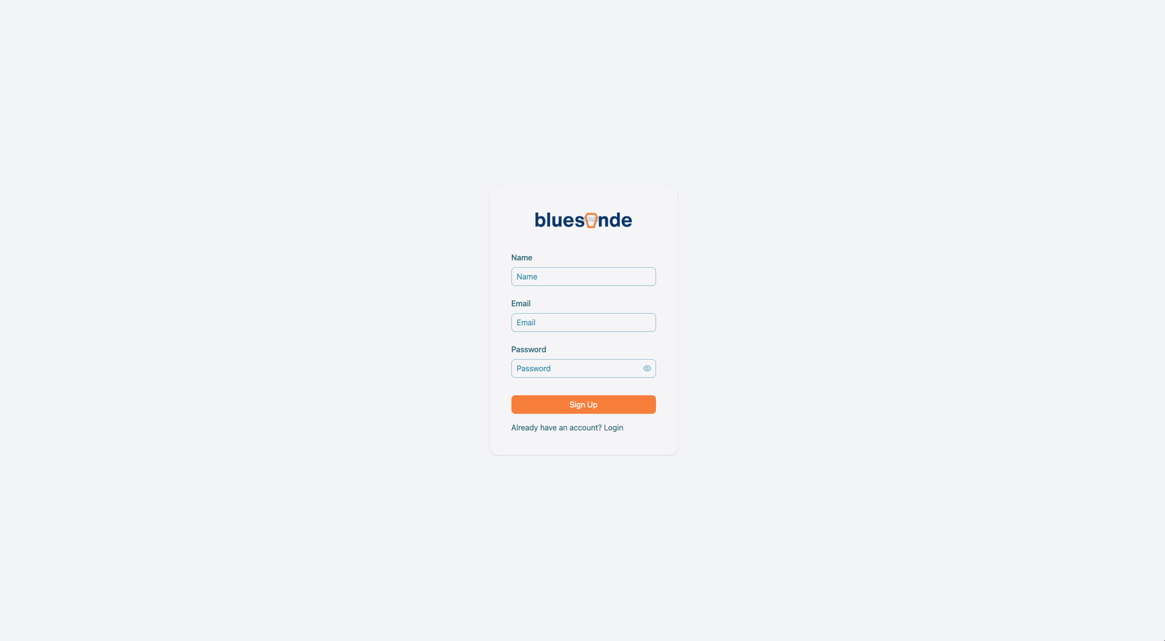 Screenshot: The signup form